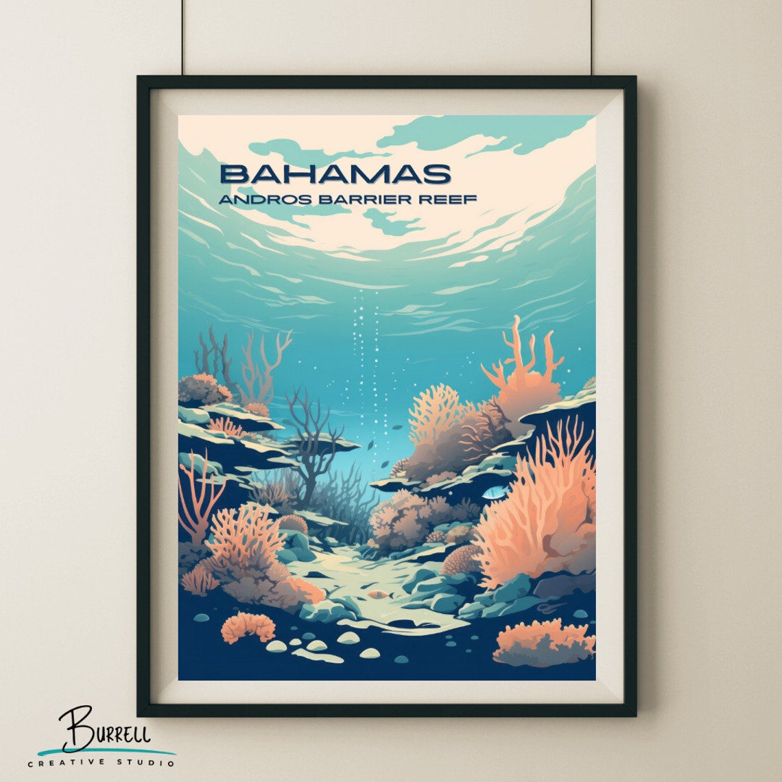 Andros Bahamas Barrier Reef Travel Poster Wall Art Poster Print - Image 4