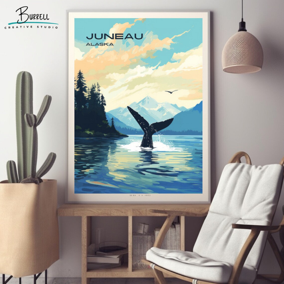 Juneau Alaska Whale Watching Travel Poster Wall Art Poster Print - Image 2