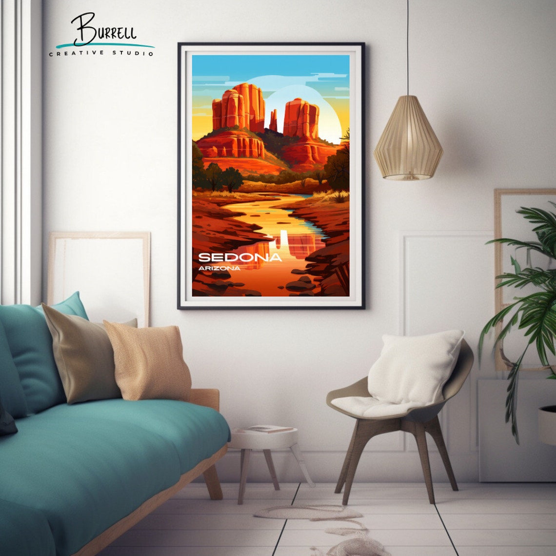 Sedona Arizona Cathedral Rock Sunset River Reflection Poster - Image 3