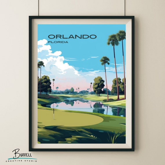 Orlando Florida Golfing Travel Poster Wall Art Poster Print