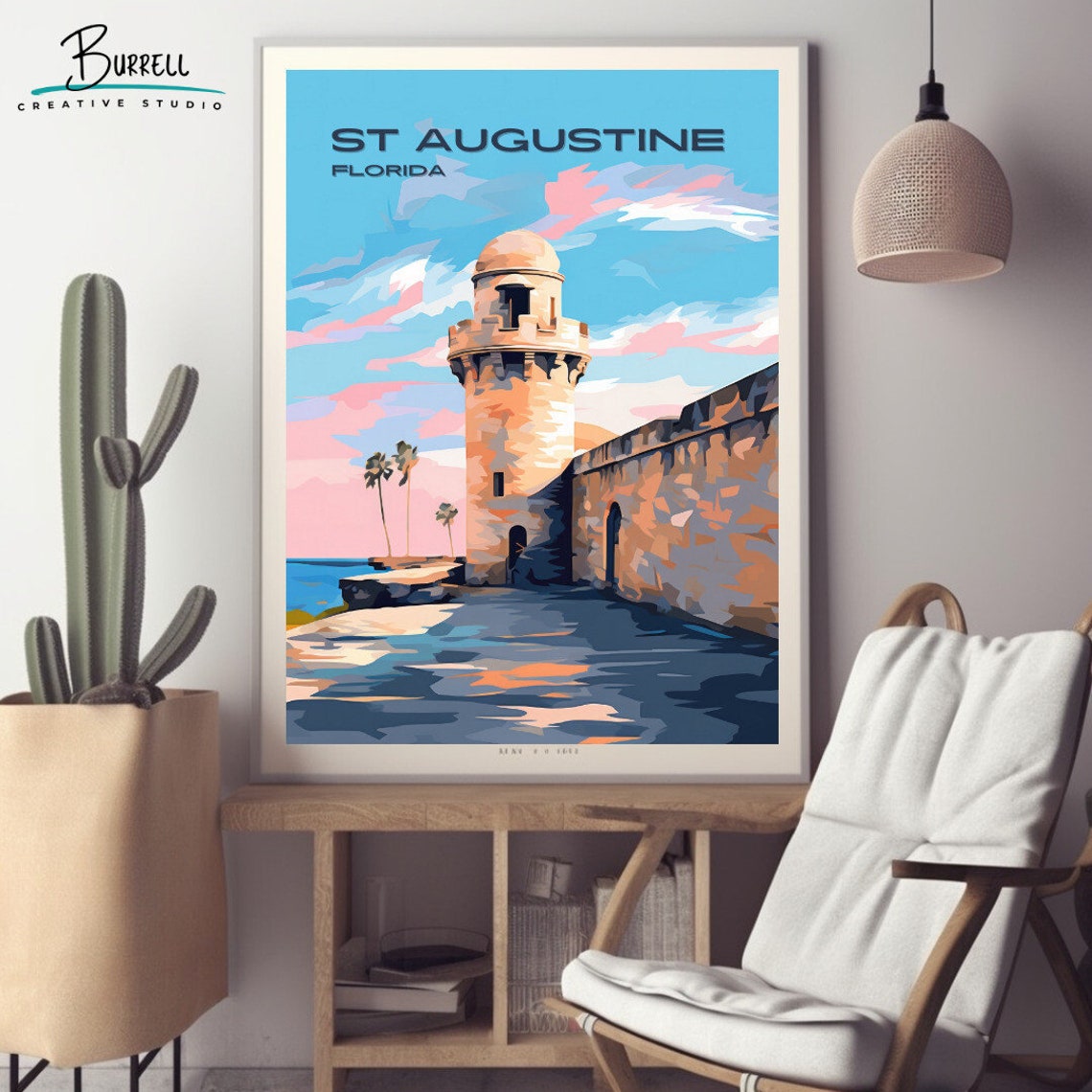 St Augustine Florida Castillo De San Marcos Sunset Watchtower Poster - Image 2