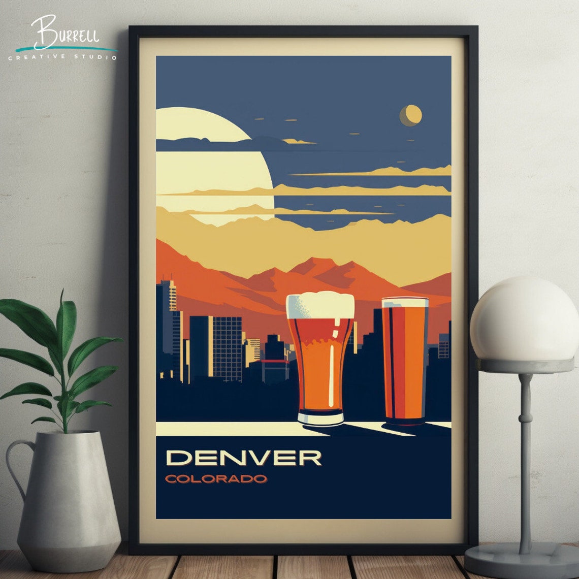 Denver Colorado Skyline Craft Beer Glasses Rocky Mountain Poster - Image 5