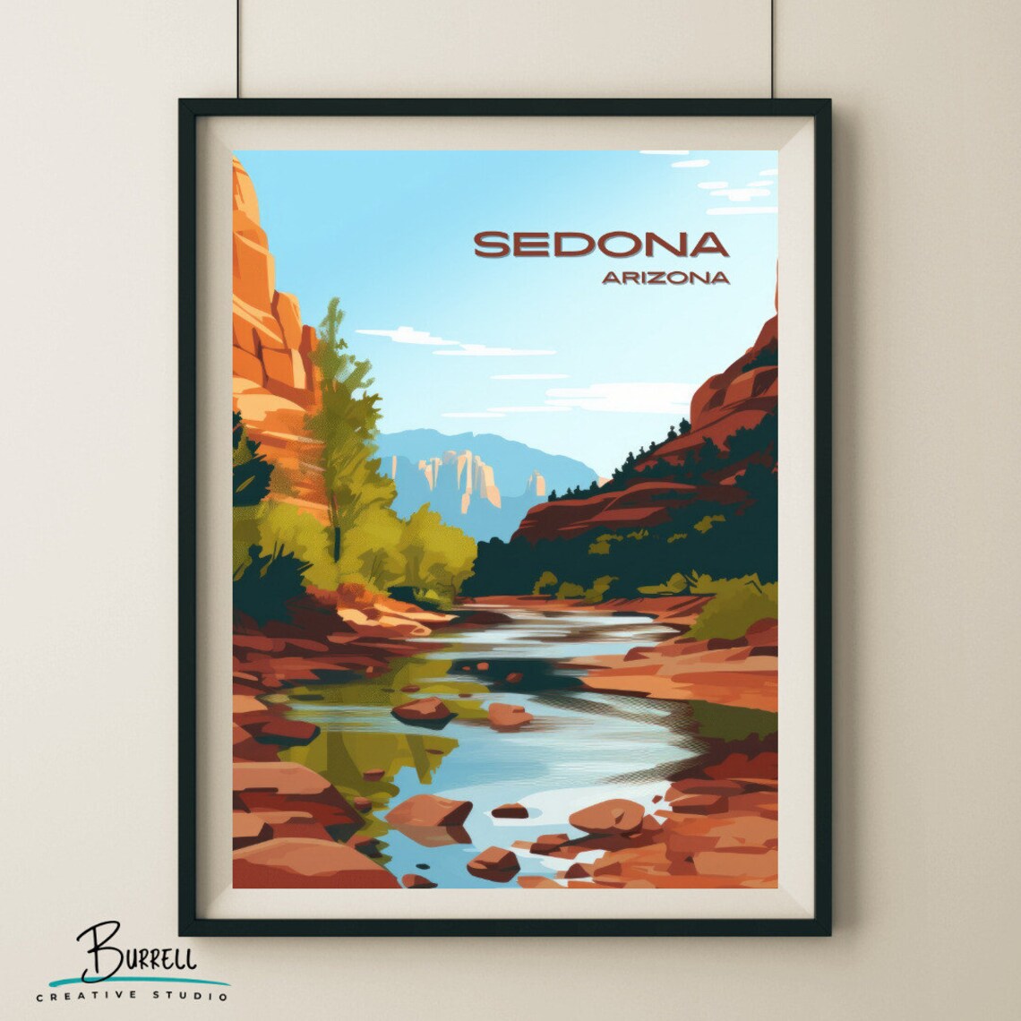 Sedona Arizona Slide Rock Canyon Creek Vintage Scenery Poster