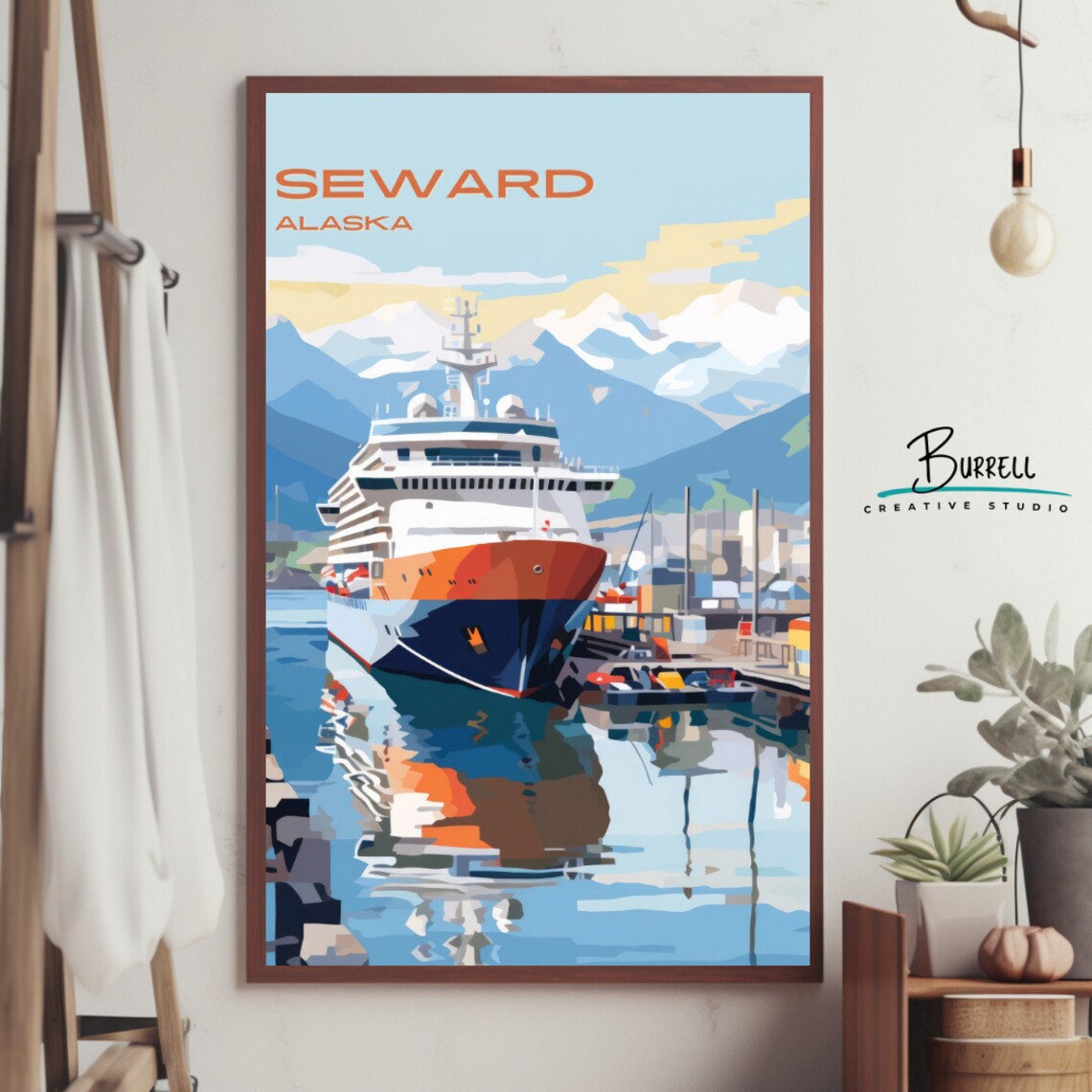 Seward Alaska Cruise Port Travel Poster - Image 4