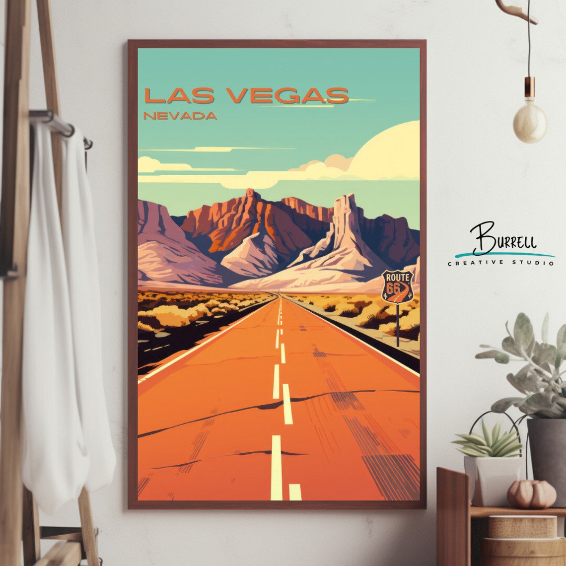 Las Vegas Nevada Route 66 Desert Highway Road Trip Sunset Poster - Image 4
