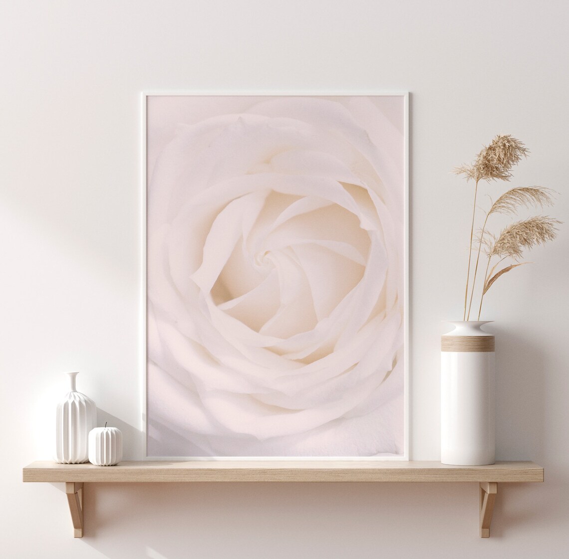 Blush Pink Roses Boho Floral Bedroom Art Print