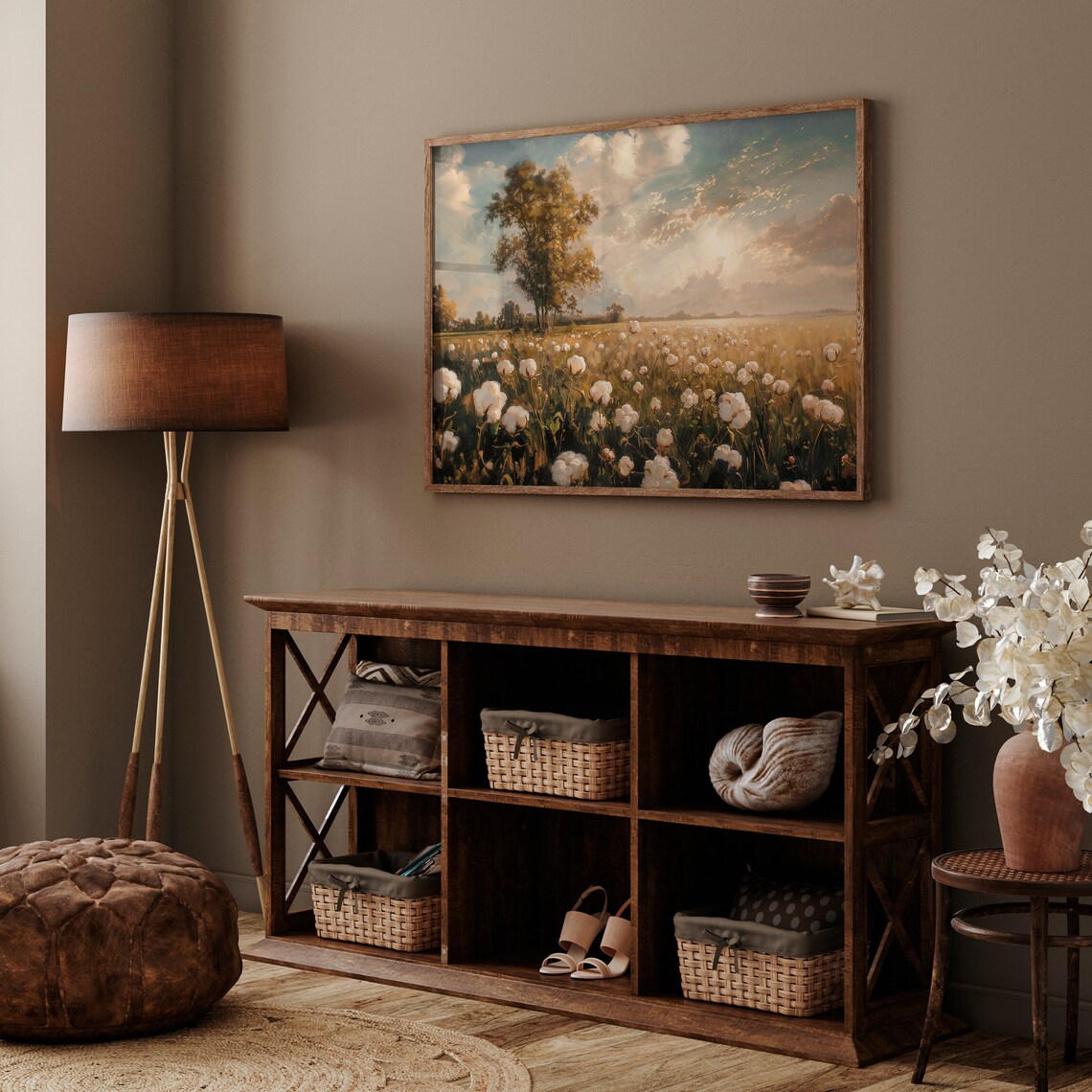 Cotton Field Landscape, Farmhouse Wall Decor - Image 2