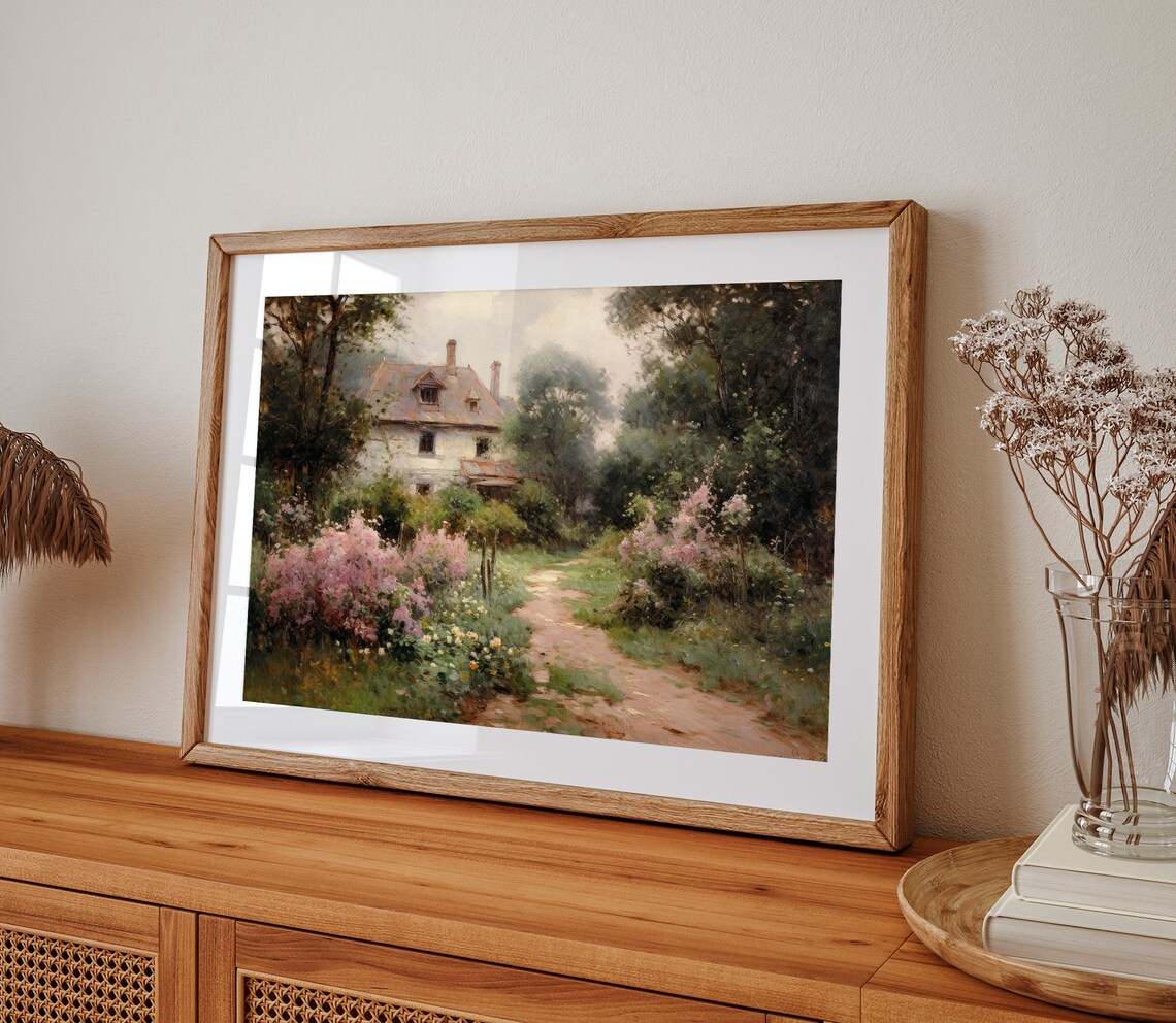 Vintage Garden Print, Antique Landscape Painting - Image 2