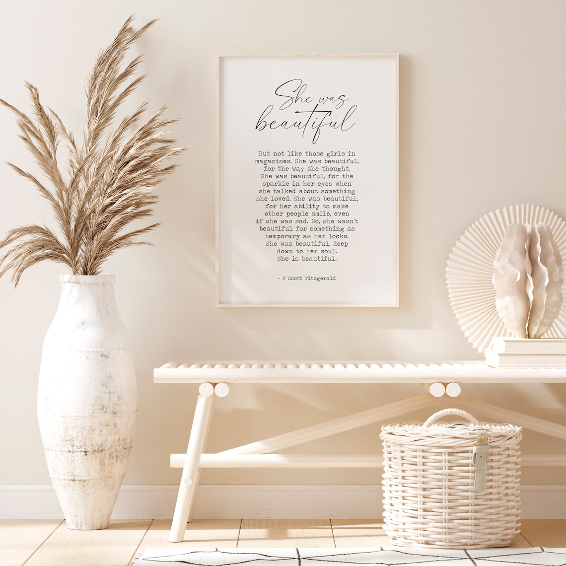 F. Scott Fitzgerald Quote She Was Beautiful Print - Image 3