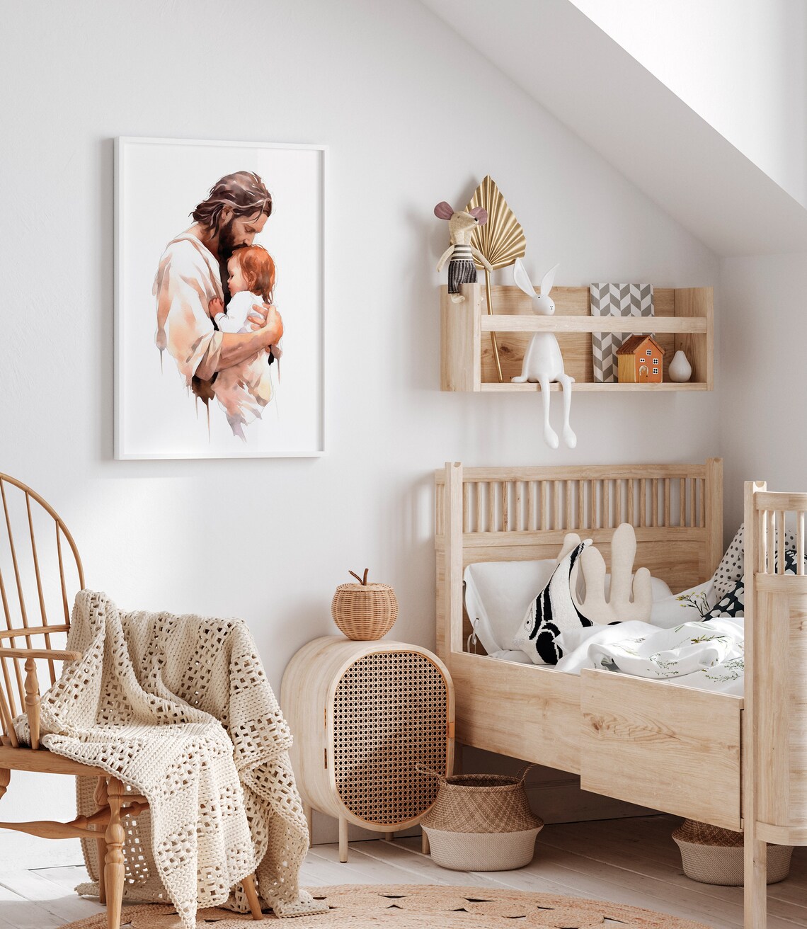 Jesus Painting With Girl, Christian Nursery Art Print - Image 2