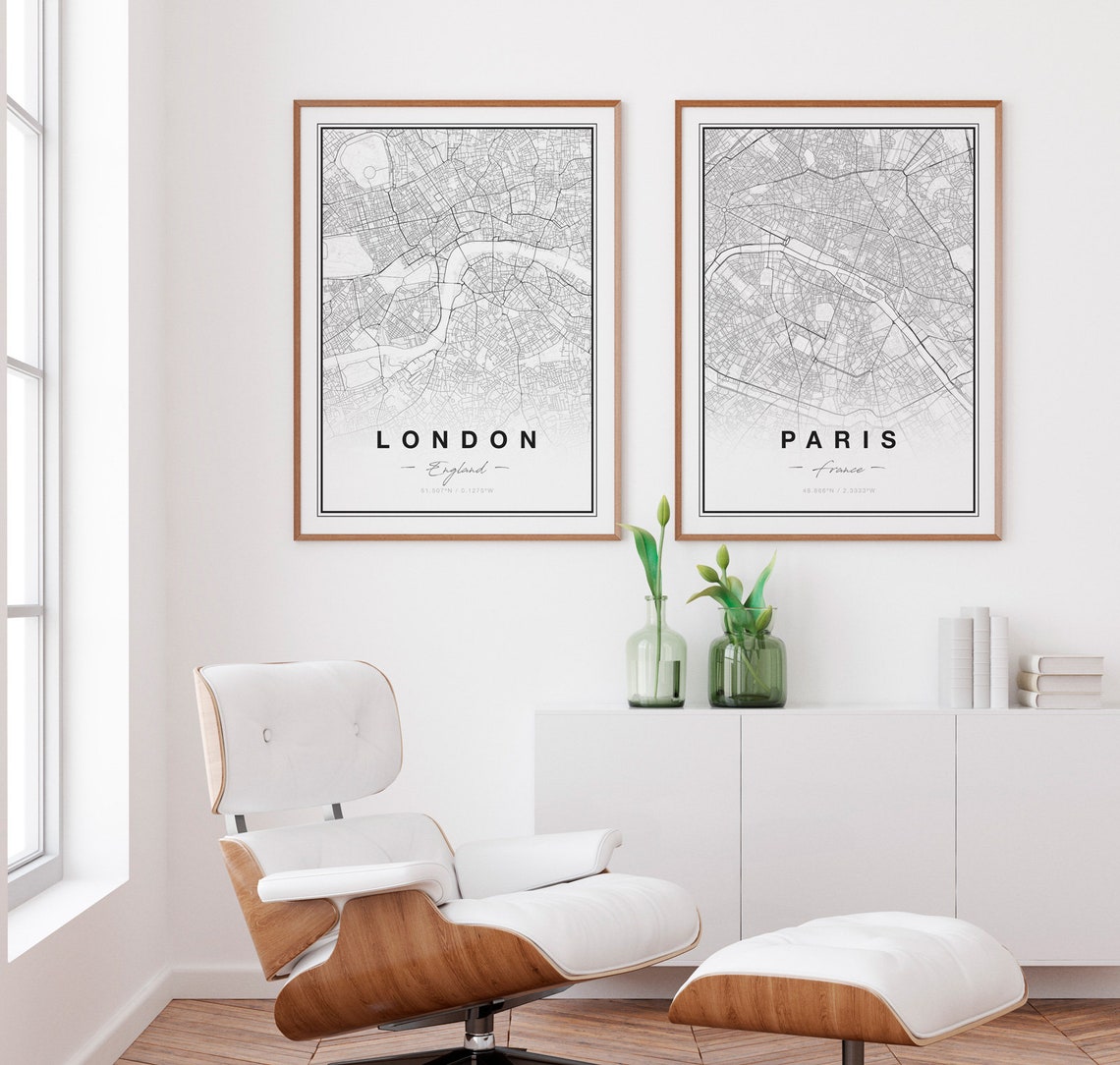 London England City Map Minimalist Black And White Modern Art Print - Image 2