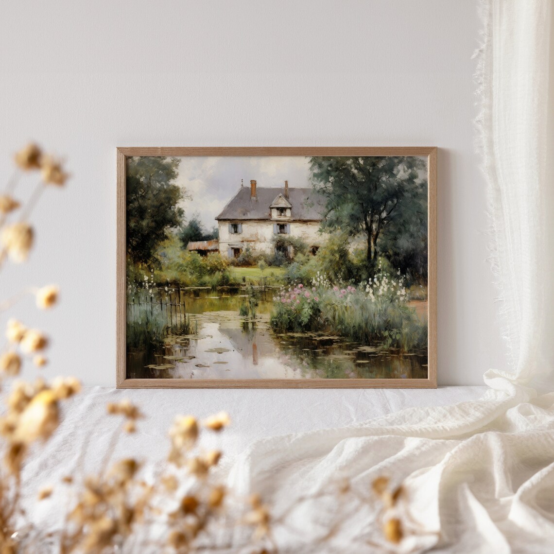 Cottage Rose Garden Oil Painting, Victorian Decor - Image 4