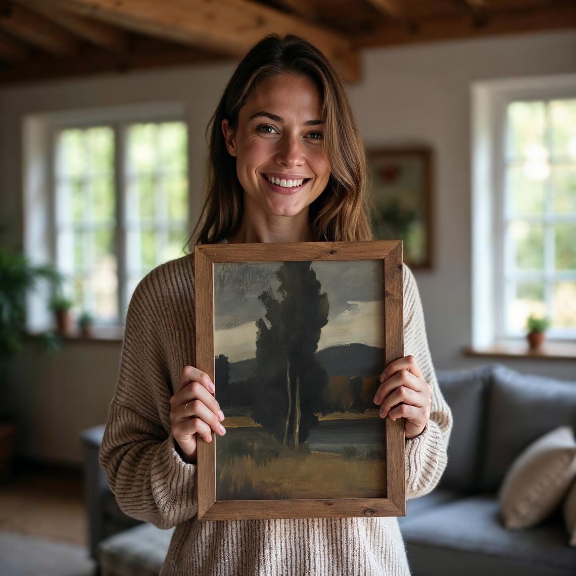 Vintage Landscape Painting, Moody Rustic Countryside Scene - Image 5