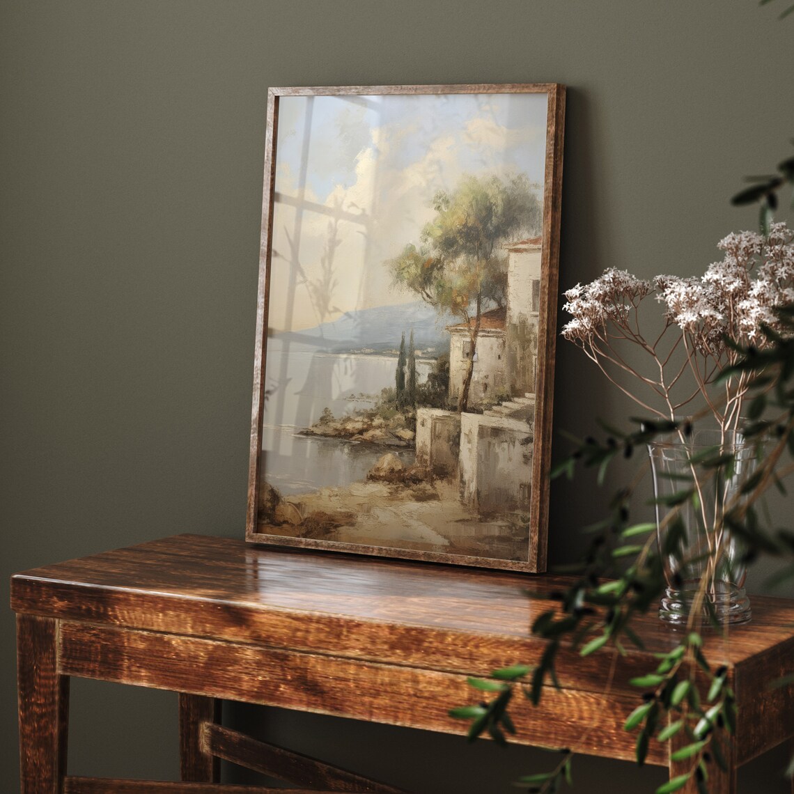 Antique Coastal Painting, Vintage Rustic Decor - Image 2