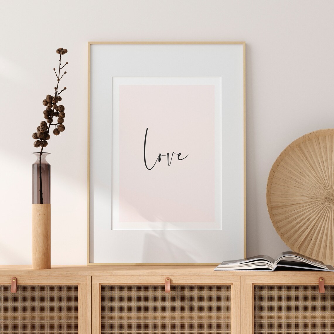 Blush Pink Love Wall Art, Pastel Bedroom Art Print - Image 4
