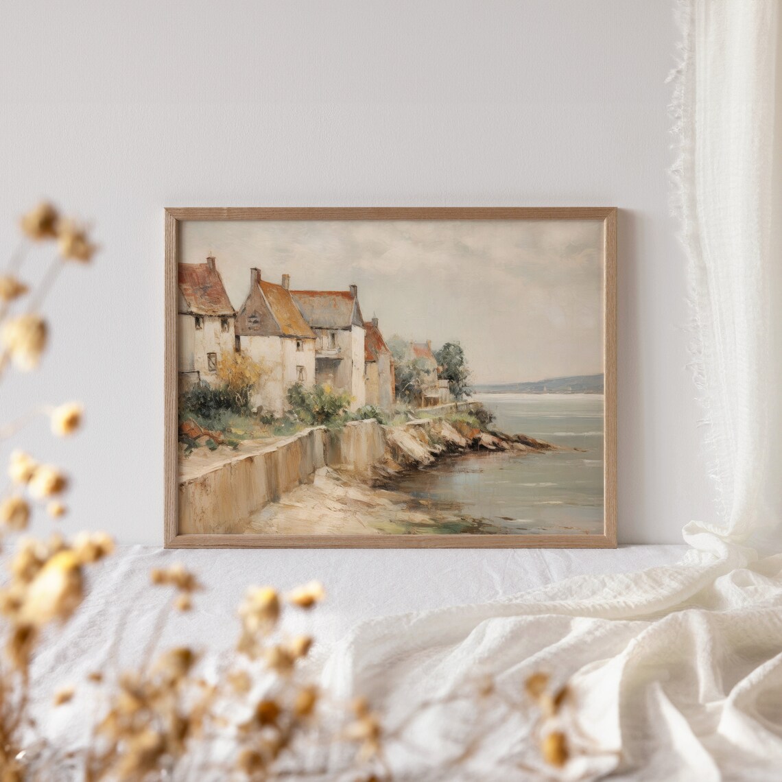 Neutral Beach Landscape Painting, Vintage Coastal Art Print - Image 4