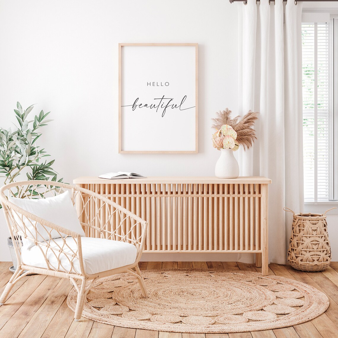 Hello Beautiful Quote Sign Art Print, Bedroom Decor - Image 4