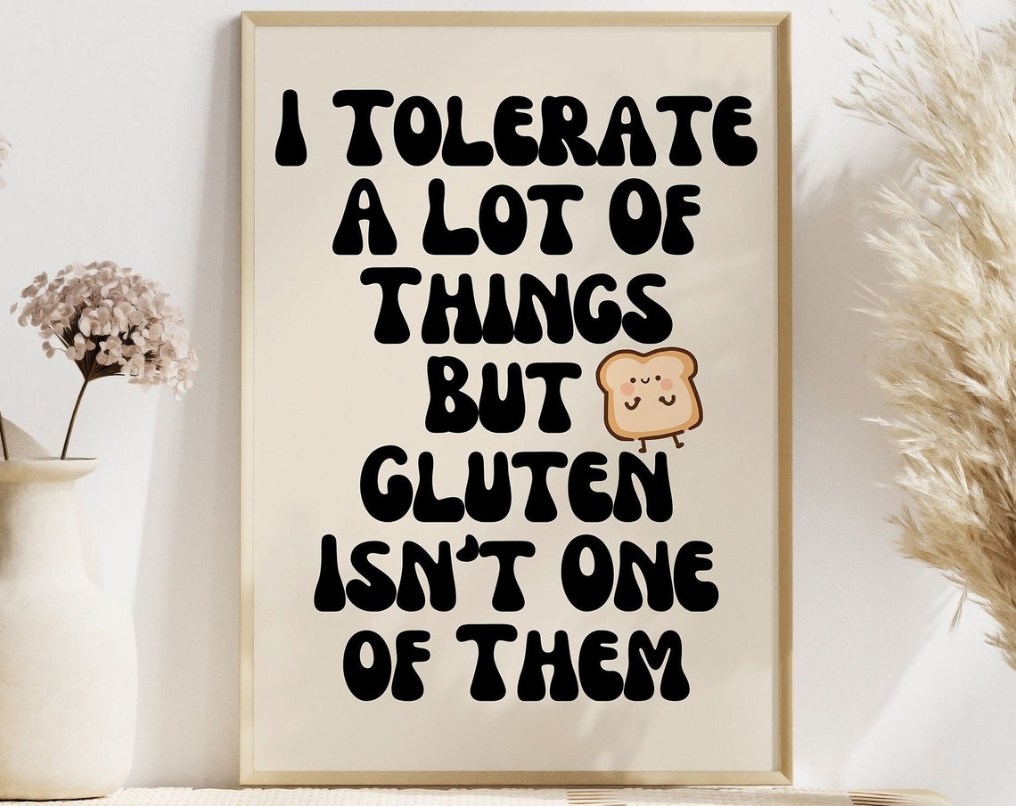 Funny Gluten Intolerance Retro Typography Kitchen Quote Wall Poster
