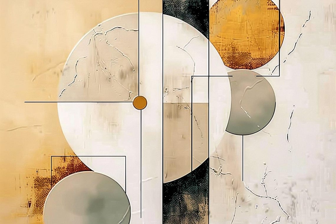 Painting Geometric Harmony Abstract Stretched Painting Wall Art Print Contemporary Artwork For Home Decor - Image 3