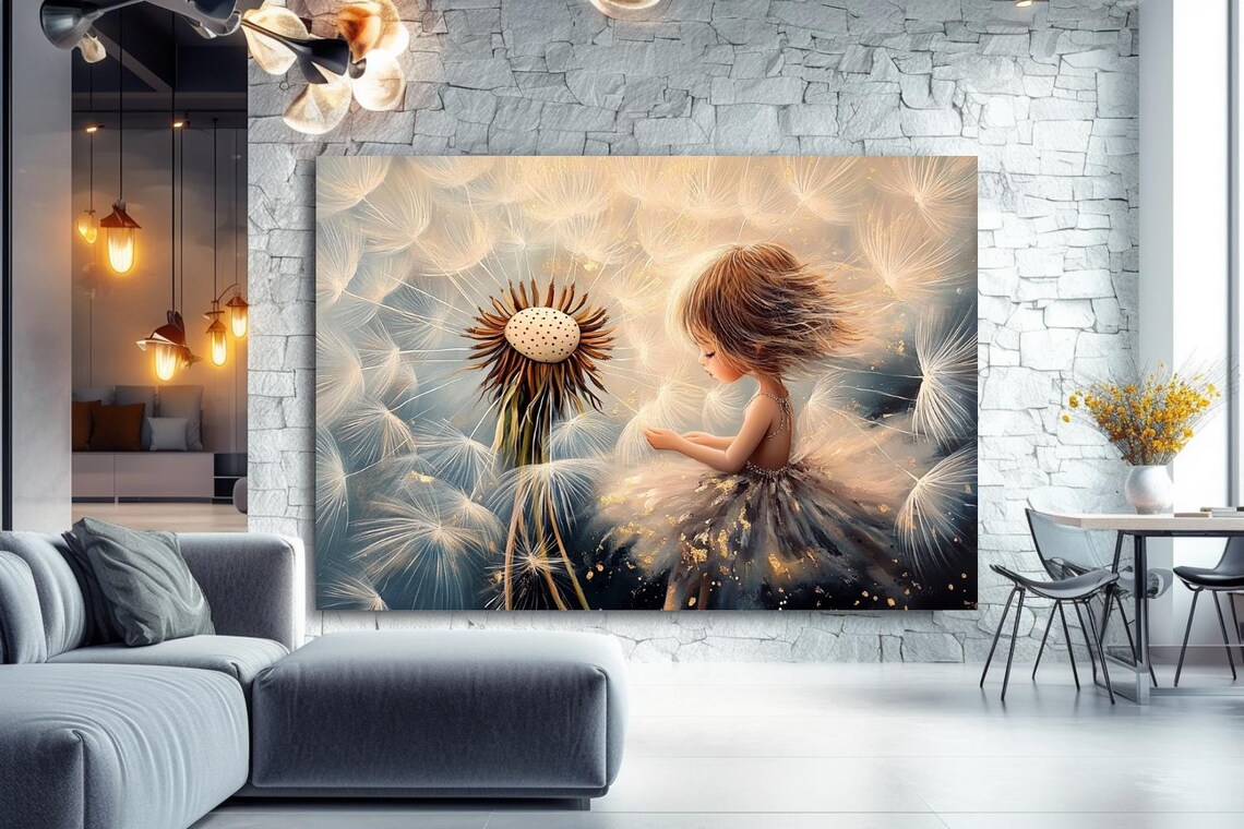 Fulfillment Of Dreams Little Girl Blowing Dandelion Seeds Poster - Image 3