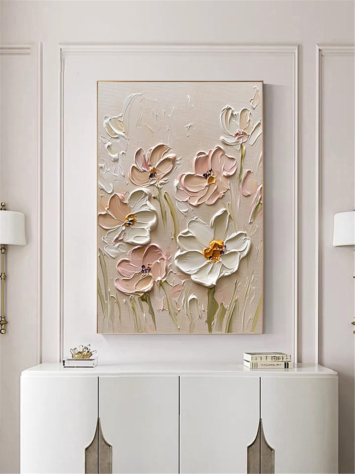 3dtextured Acrylic Painting On Abstract Painting Pink Flower Wall Art Living Room Painting Framed Wall Painting Singerpainting Gifts - Image 4