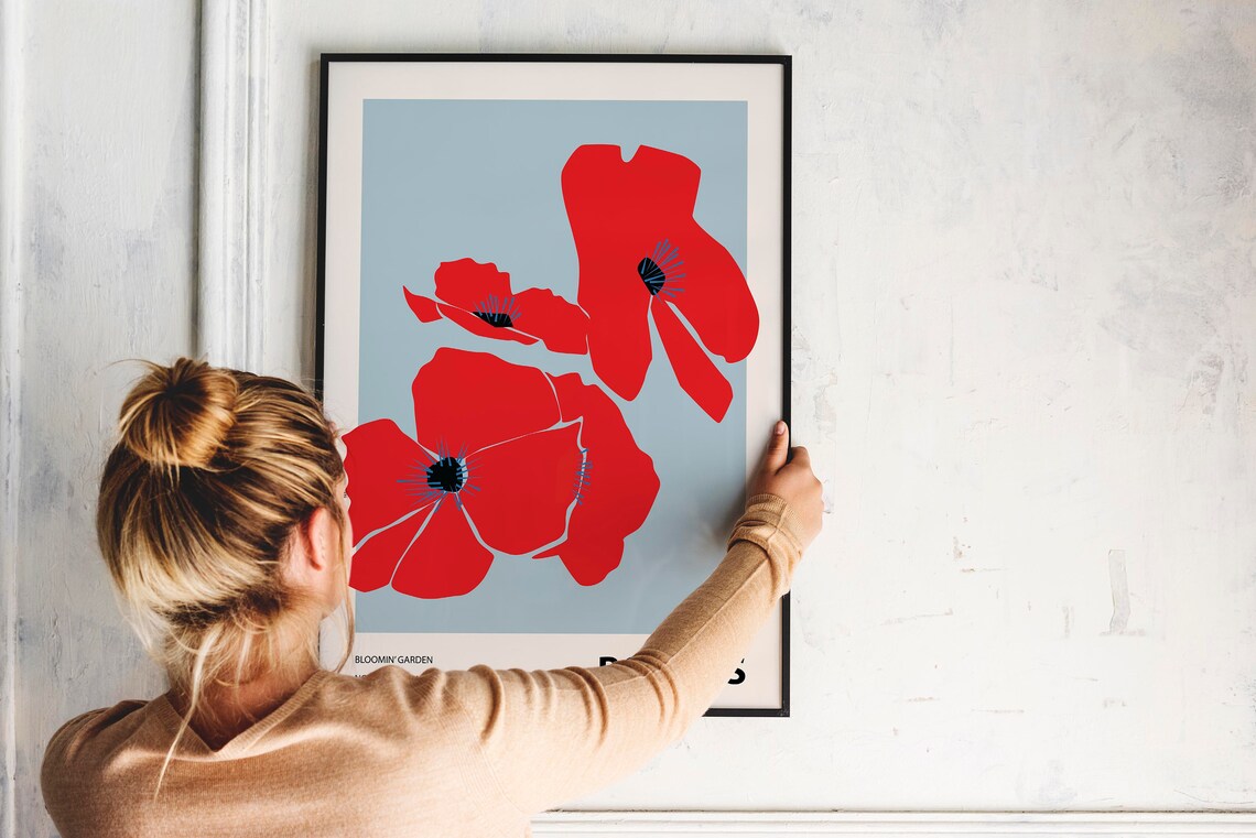 Colorful Flower Illustration Poppies Art Print - Image 3