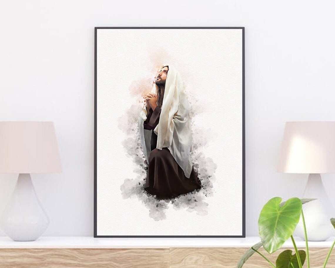 Jesus The Christ Watercolor Prayer Art Print