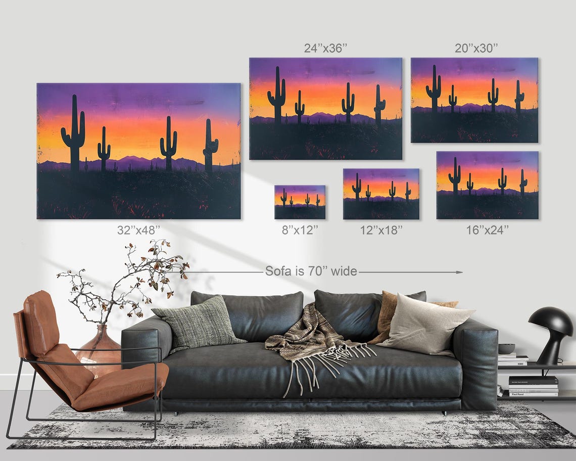 Saguaro Cactus Desert Sunset Purple Sky Southwestern Wall Art - Image 3