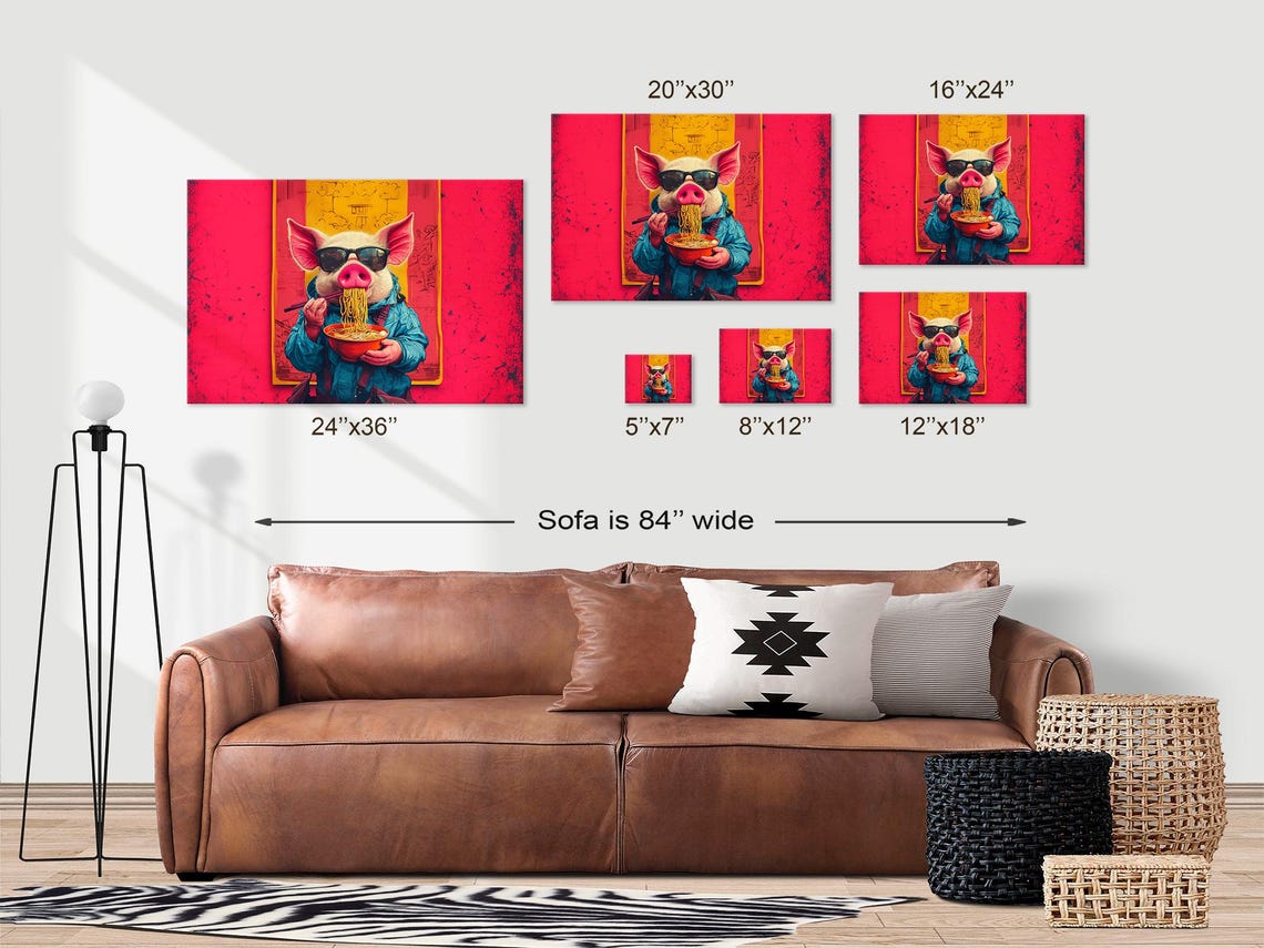 Pig Sunglasses Ramen Noodle Shop Cool Pop Art Animal Art Poster - Image 3