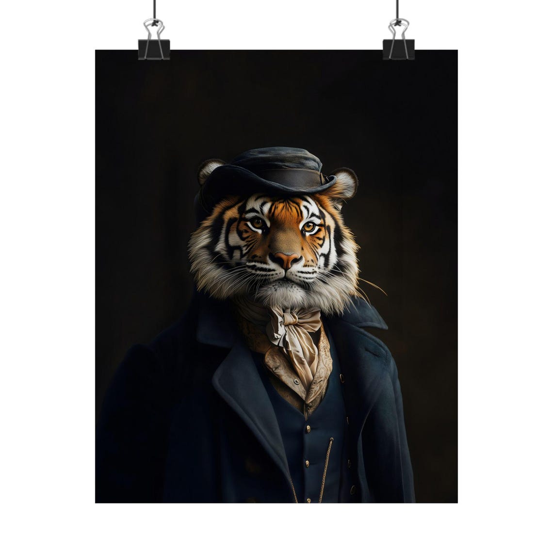 Victorian Gentleman Tiger Portrait In Top Hat And Coat Poster - Image 3