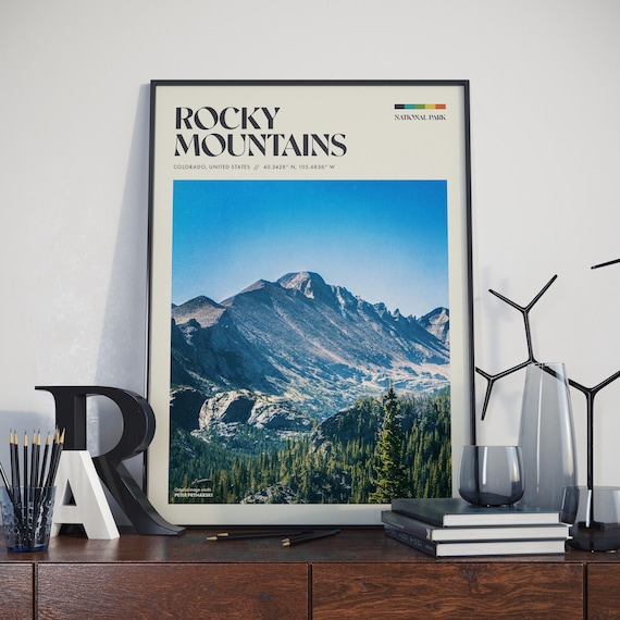 Rocky Mountains Colorado National Park Rugged Peaks Vintage Travel Poster