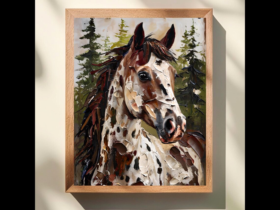 Appaloosa Horse Impasto Art Print, Western Equestrian