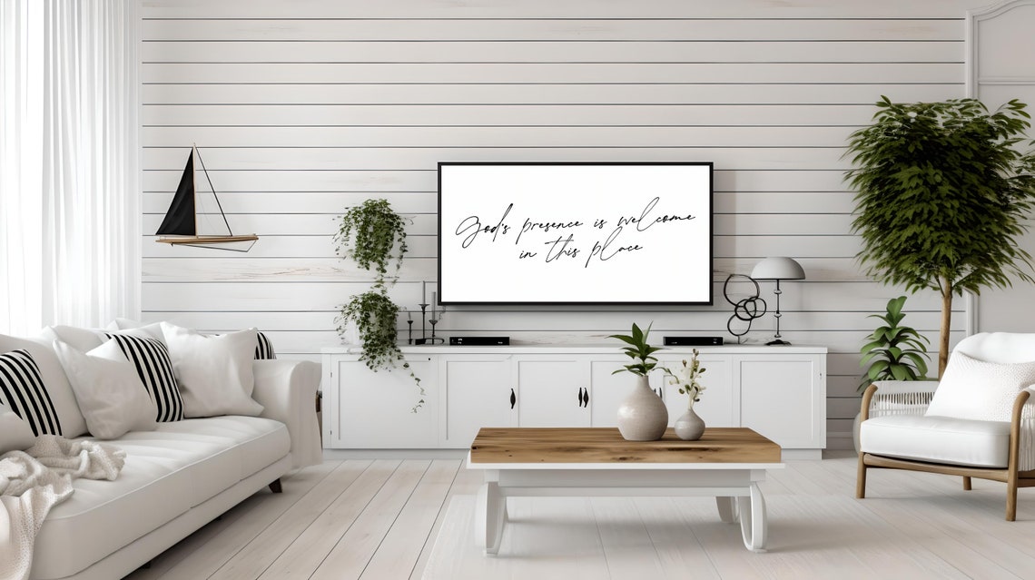 Minimal Quote Tv Art Neutral Frame Tv Art Quote Chrisitan Tv Art Quote Religious Tv Art Quote Black White Frame Tv Art Quote - Image 2