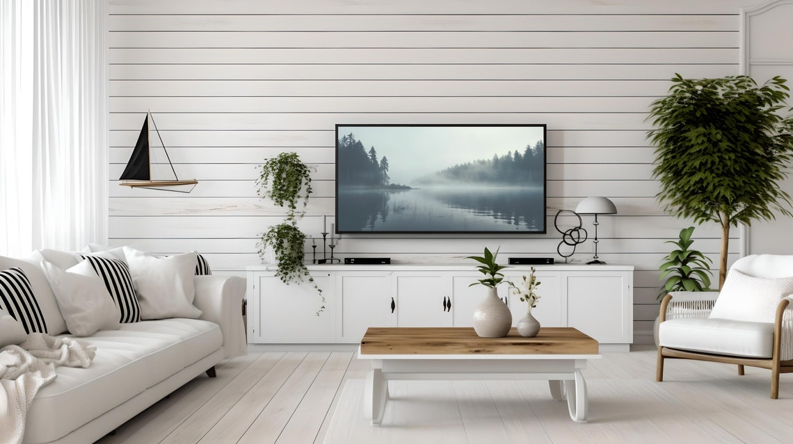 Foggy Pine Forest Lake Reflection Moody Nature Photography Poster - Image 3