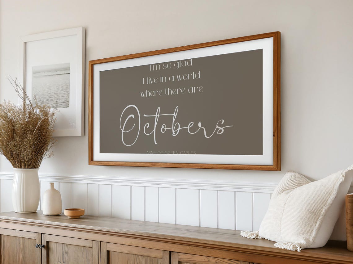 So Glad I Live In A World Where There Are Octobers Fall Quote Wall Art - Image 2