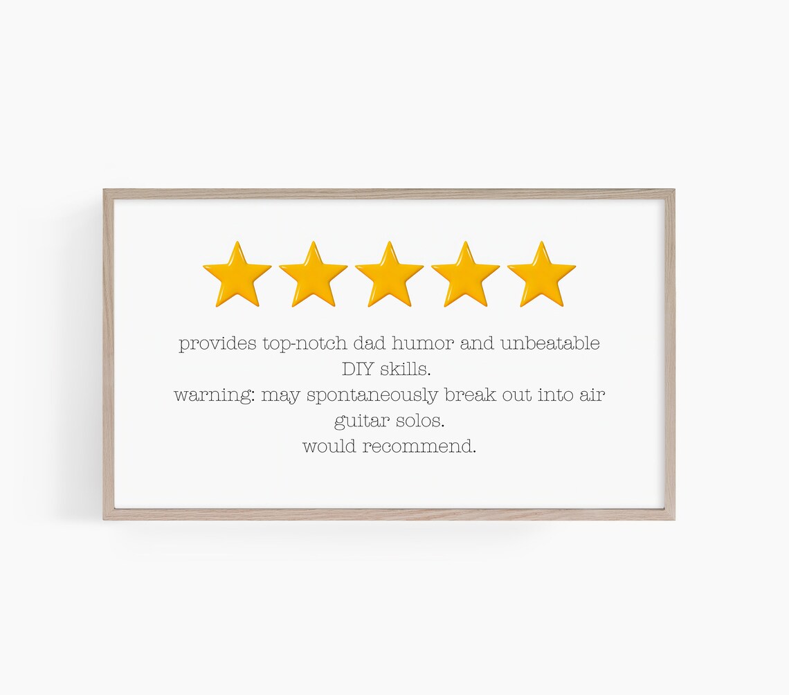 Five Star Dad Review Funny Fatherhood Humor Gift Sign Poster