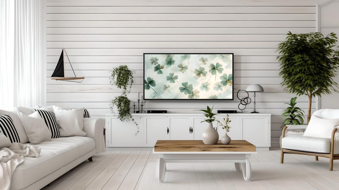 Soft Floating Translucent Clovers Dreamy Botanical Art Poster - Image 3