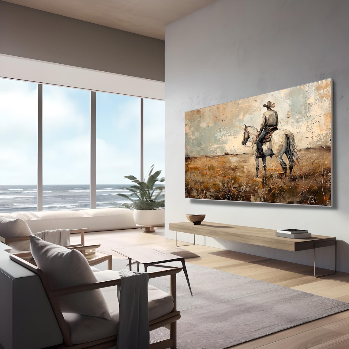 Cowboy Southwest Oil-Painting Style Art Print - Image 3