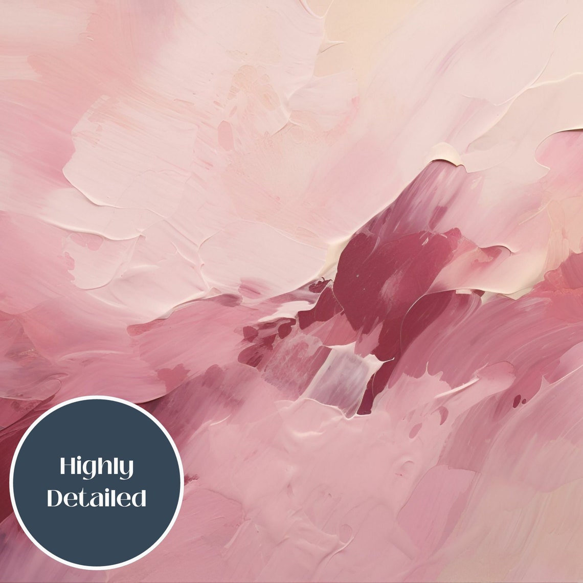 Blush Pink Abstract Impasto Modern Textured Decorative Painting Poster - Image 2