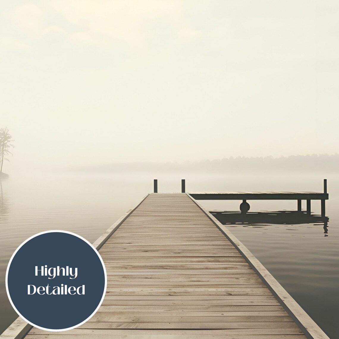 Serene Misty Lake Wooden Dock Foggy Morning Calm Nature Poster - Image 3