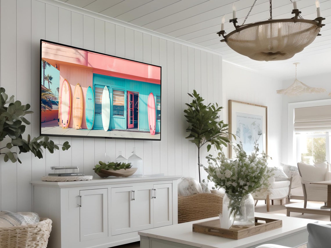 Pastel Surf Shop Colorful Surfboards Retro Beach Vibe Art Poster - Image 3