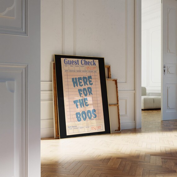 Here For The Boos Vintage Guest Check Funny Halloween Bar Cart Wall Art