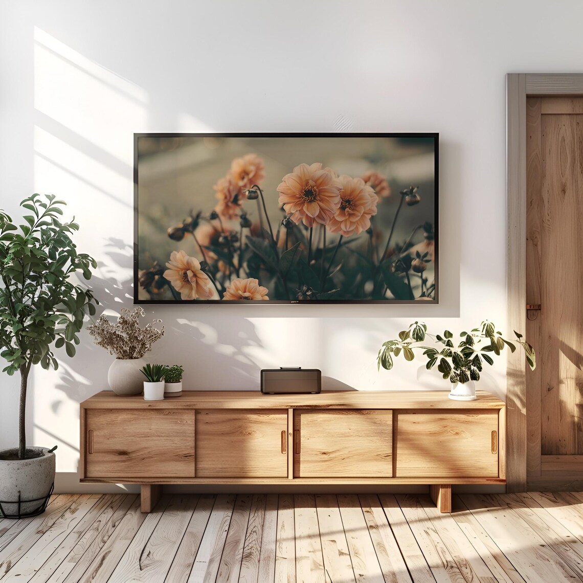 Peach Dahlia Flowers Soft Botanical Garden Photography Floral Wall Art - Image 3