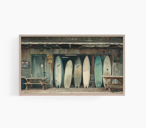 Coastal Frame Tv Art Surf Shop Frame Tv Art Surfer Frame Tv Art Beach Painting Frame Tv Art Frame Tv Art T633