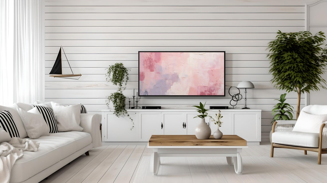 Soft Pink Lavender Abstract Impasto Modern Textured Painting Poster - Image 2