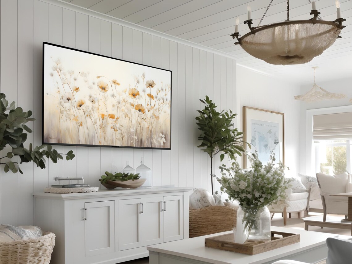 Golden Orange Poppy Meadow Watercolor Floral Painting Poster - Image 2