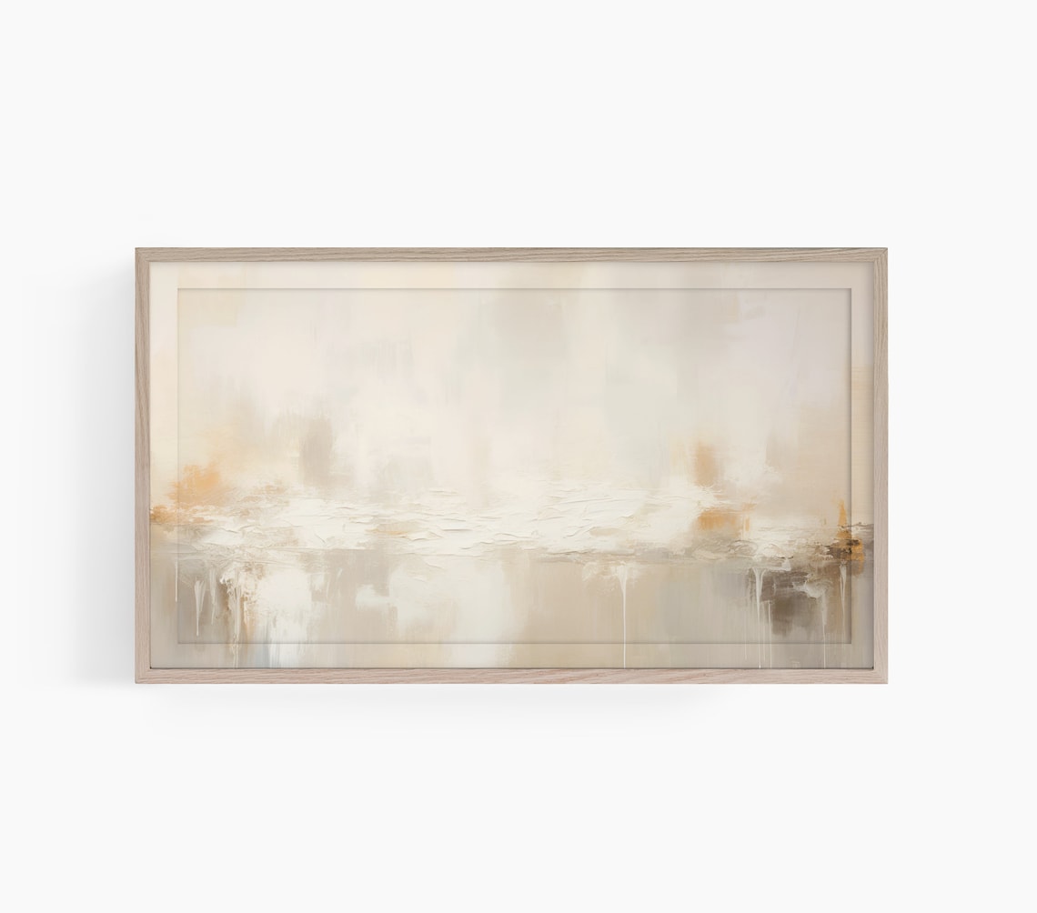Ivory Beige Abstract Drip Painting Minimalist Neutral Poster