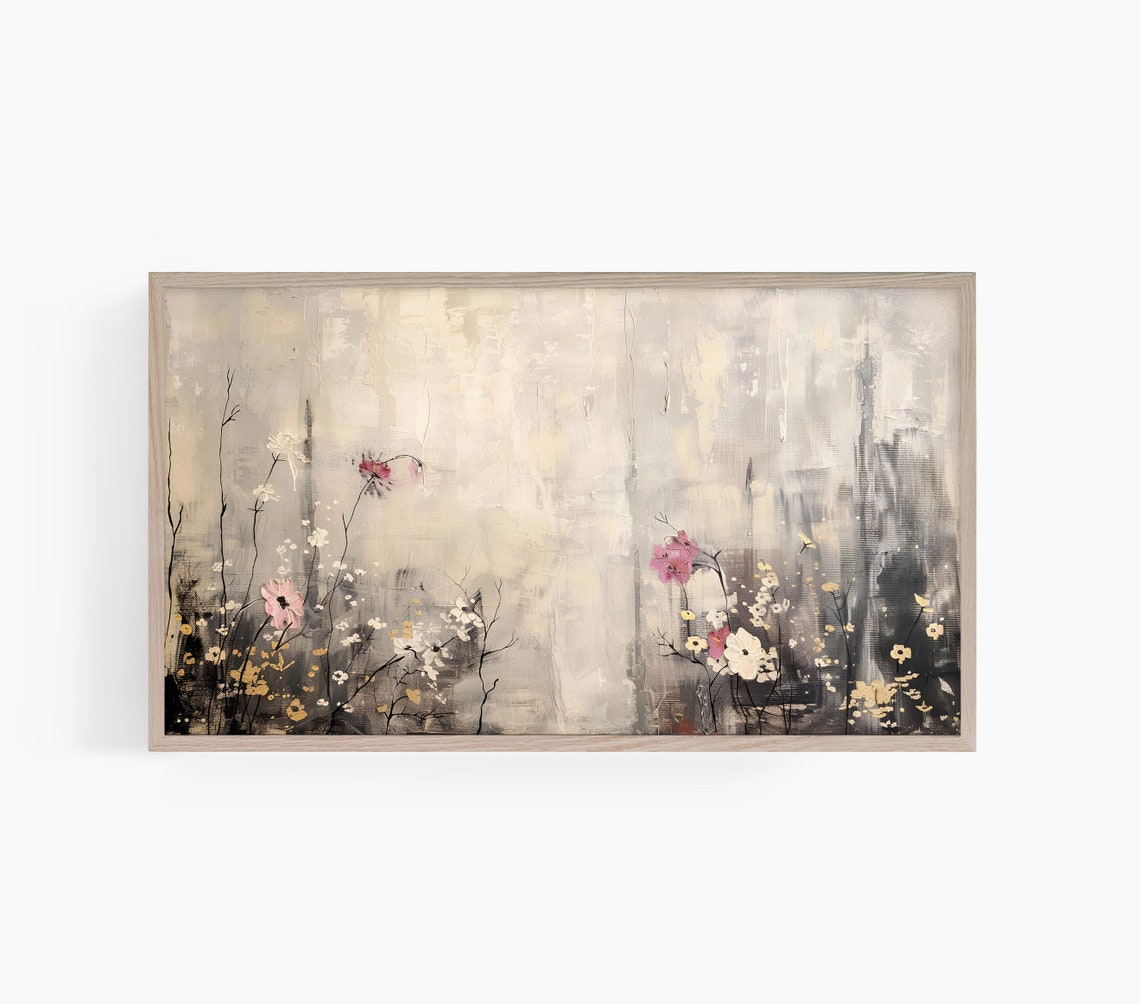 Minimal Neutral Wildflower Abstract Botanical Beige Art Poster