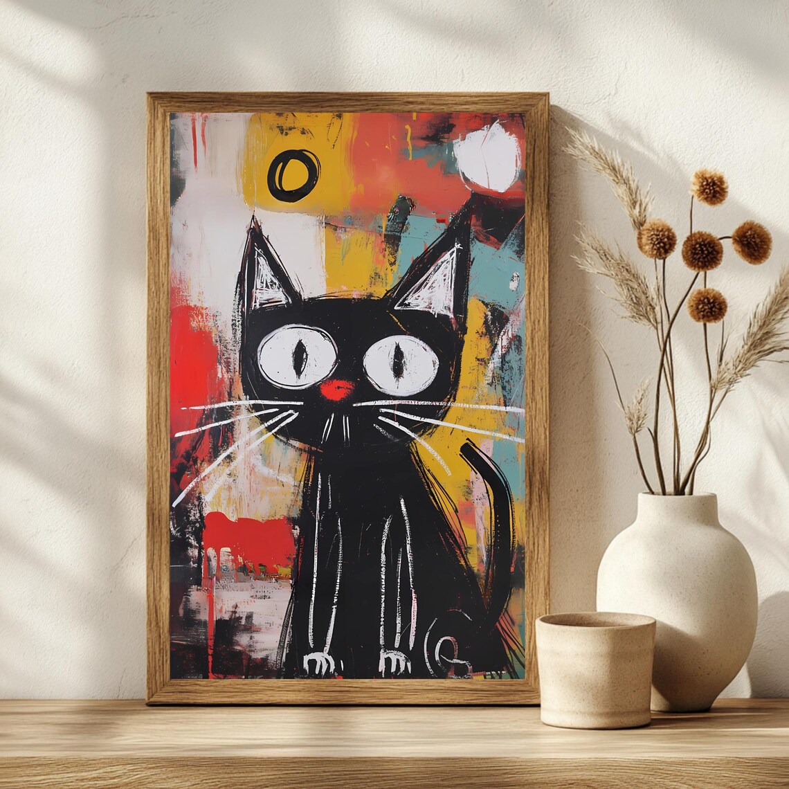 Quirky Black Cat Graffiti Style Bold Abstract Street Art Poster - Image 2