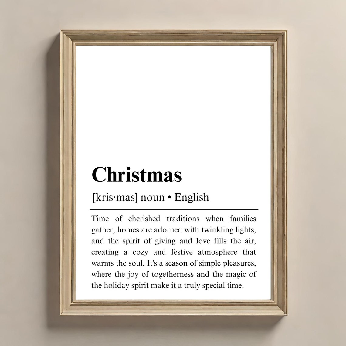 Christmas Dictionary Definition Cozy Family Traditions Poster